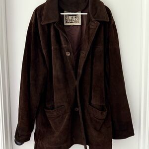 Vintage Vera Pelle Italy Brown Suede Leather Chore Jacket Medium Unisex Classic